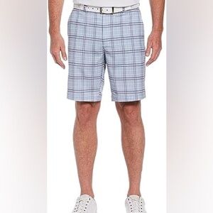 PGA TOUR Men's Plaid Golf Short | Blue & White Plaid | Size 42